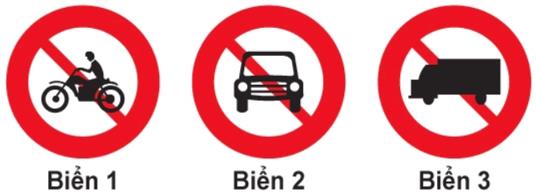 Hình câu 307 bộ 600 câu, Cục CSGT: Xe mô tô hai bánh được đi vào khi gặp biển nào