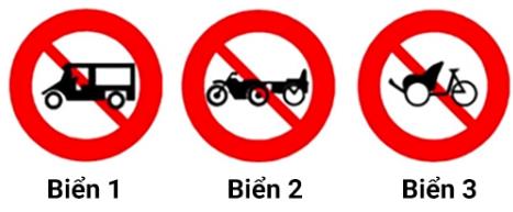 Hình câu 332, 333 bộ 600 câu, Cục CSGT: Cấm xe lam, xe xích lô máy và cấm xe xích lô