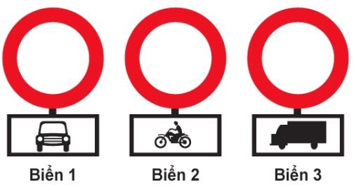 Hình câu 349 bộ 600 câu, Cục CSGT: Biển phụ ghi loại xe dưới biển cấm: xe nào được vào