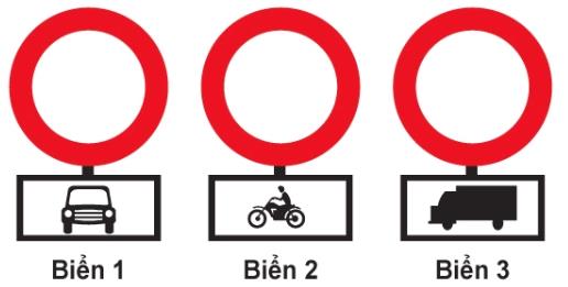 Hình câu 350, 351 bộ 600 câu, Cục CSGT: Biển phụ ghi loại xe: ba biển có hiệu lực thế nào