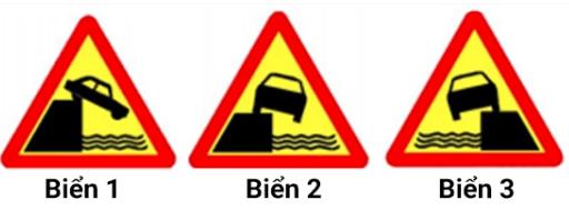 Hình câu 403, 404, 405 bộ 600 câu, Cục CSGT: Kè, vực sâu phía trước và bên đường
