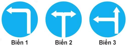 Hình câu 440 bộ 600 câu, Cục CSGT: Hướng đi phải theo: biển nào cho quay đầu