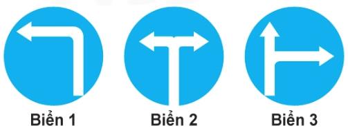Hình câu 442 bộ 600 câu, Cục CSGT: Hướng đi phải theo: biển nào không cho đi thẳng