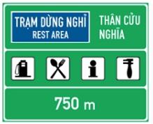 Hình câu 468 bộ 600 câu, Cục CSGT: Trạm dừng nghỉ: biểu tượng dịch vụ