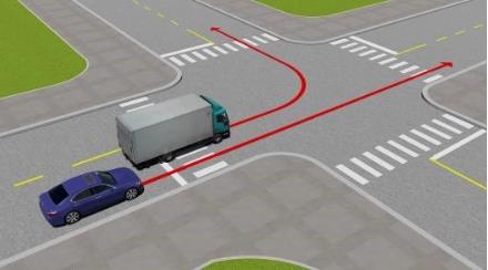 Hình câu 530: Xe con vượt xe tải như trường hợp này có đúng không?