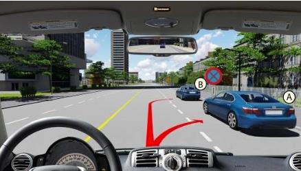 Hình câu 558: Bạn được dừng xe ở vị trí nào trong tình huống này?