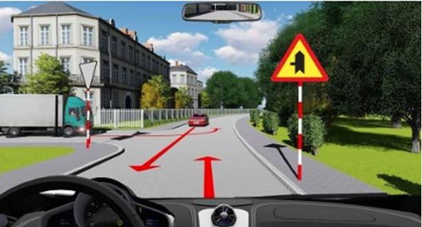 Hình câu 575: Xe nào phải nhường đường trong trường hợp này?