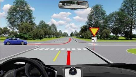 Hình câu 585: Xe nào phải nhường đường trong trường hợp này?